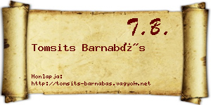 Tomsits Barnabás névjegykártya